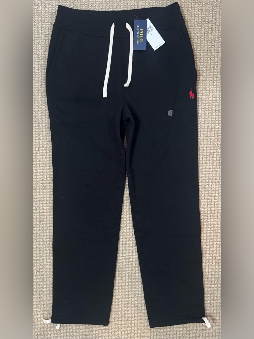 NWT $130 Retail Ralph Lauren Black Sweatpants with Red Pony Embroidery
